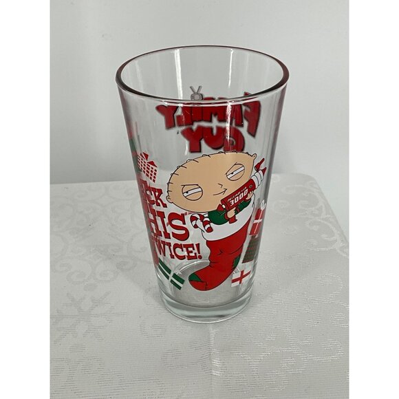 Family Guy Christmas Holiday Glass Set‎ Of 3 Featuring Stewie & Brian - Picture 2 of 6